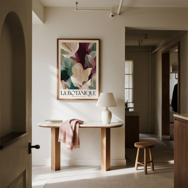 Abstract large prints for living room featuring overlapping foliage