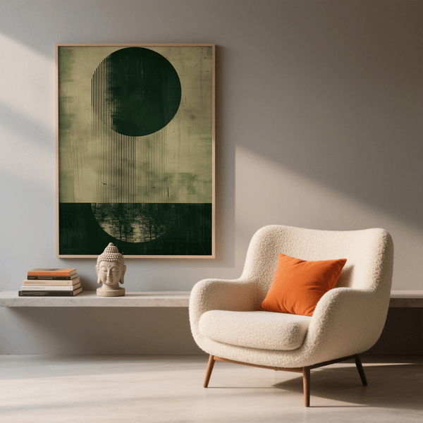 Abstract Modern Abstract Art Print in green and beige for modern living areas