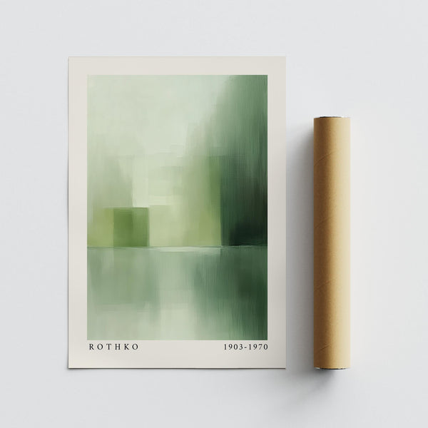 Harmonious green blocks fade into each other in this abstract wall art piece.