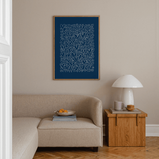 Art with Hearts art print in gentle Blue and Beige for office