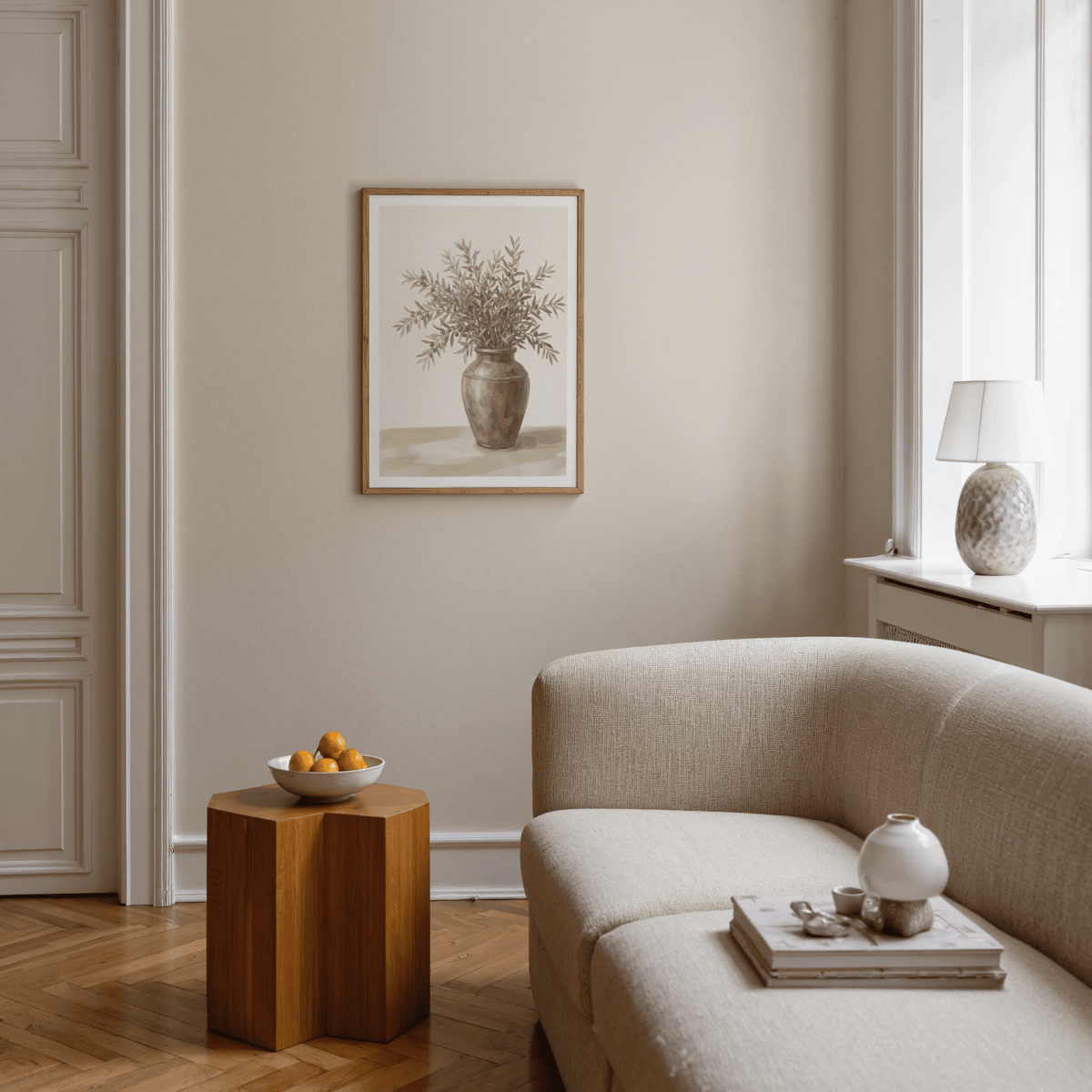 Olive Branch Decor poster, beige and white, kitchen art print