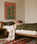 Cactus Heart Poster with green cacti and birds, perfect for a bedroom
