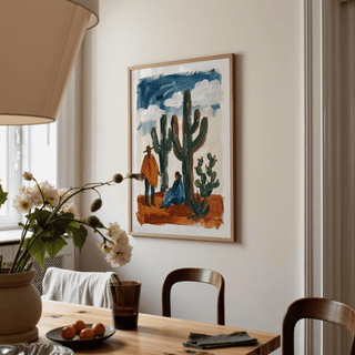 Desert Cactus Wall Art with Blue sky for dining room art print