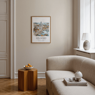 Close-up of Helsinki Cathedral domes in a Helsinki Watercolor Art Print poster