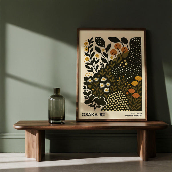 Graphic daisy art design with organic floral shapes.