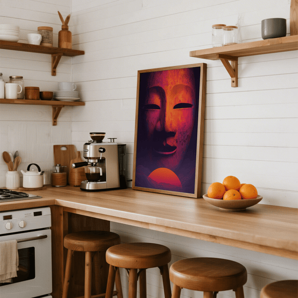 Contemporary Dreamy Mask Wall Art poster red pink for office