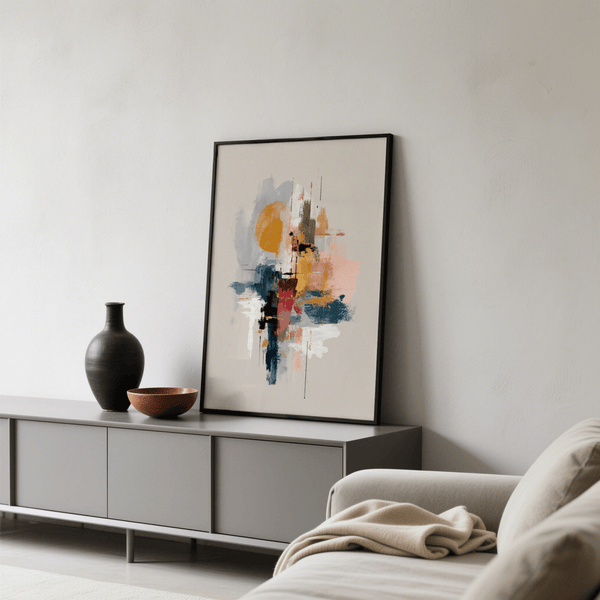Minimalist Colorful Wabi Sabi Print with beige, perfect for entryway wall art