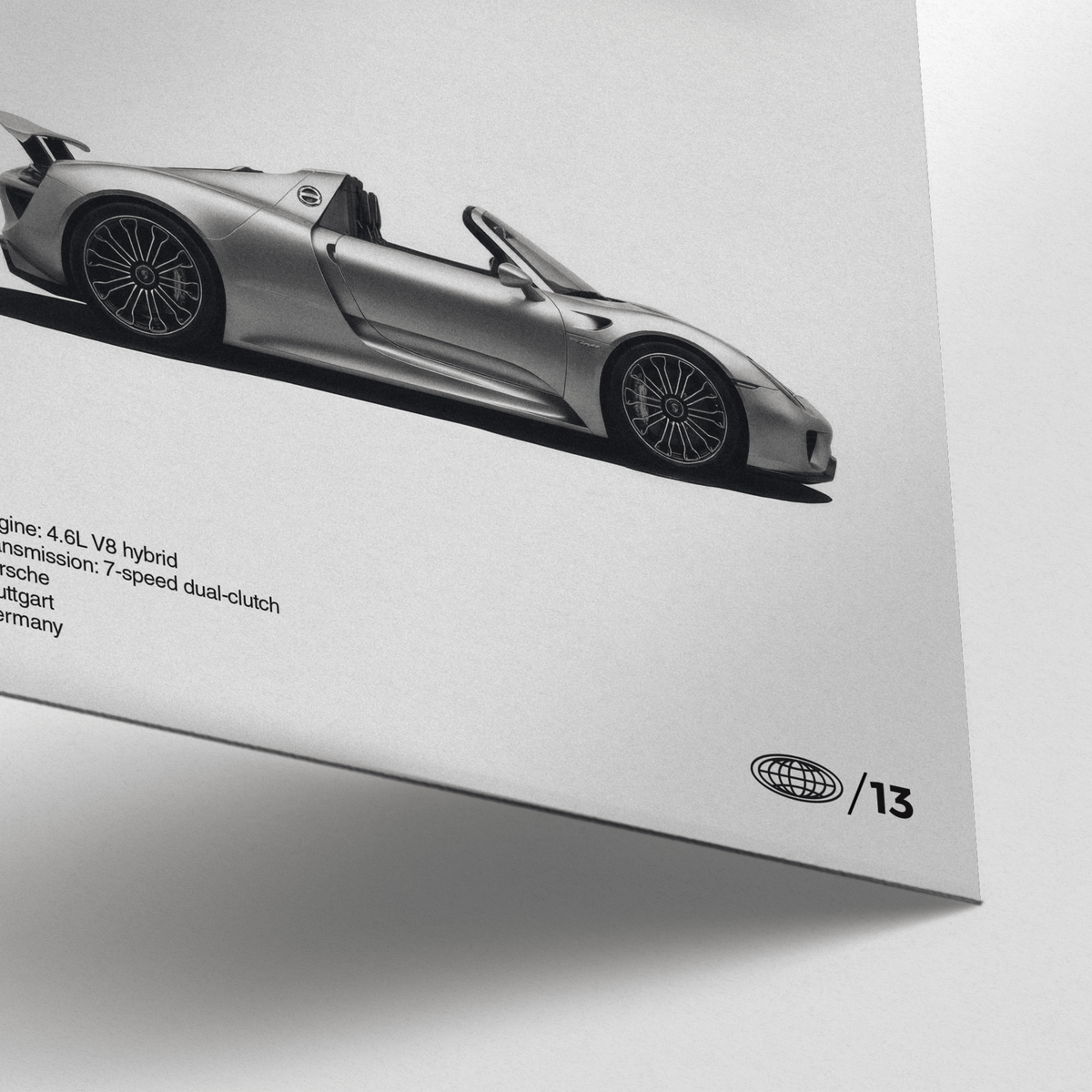 Modern Porsche Car Art Print for creative studio in black tones