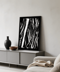 art black white abstract geometric design in black and white for dining area