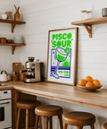 Pisco Sour Wall Art with retro Green and Blue tones for home bar print