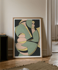Abstract Geometric Art Print with Pink and Yellow details for living room decor