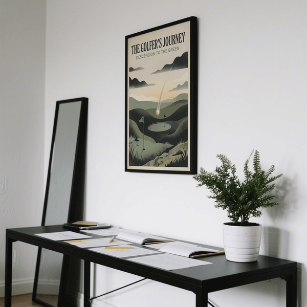 Golf Landscape Art Print featuring headline text above a course green and flag