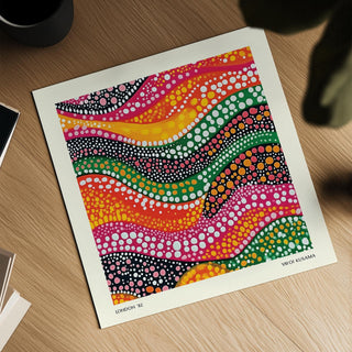 Bright abstract art colorful print for eclectic living room interiors