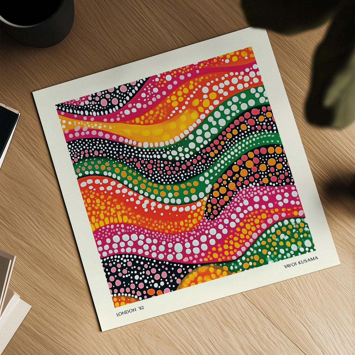Bright abstract art colorful print for eclectic living room interiors