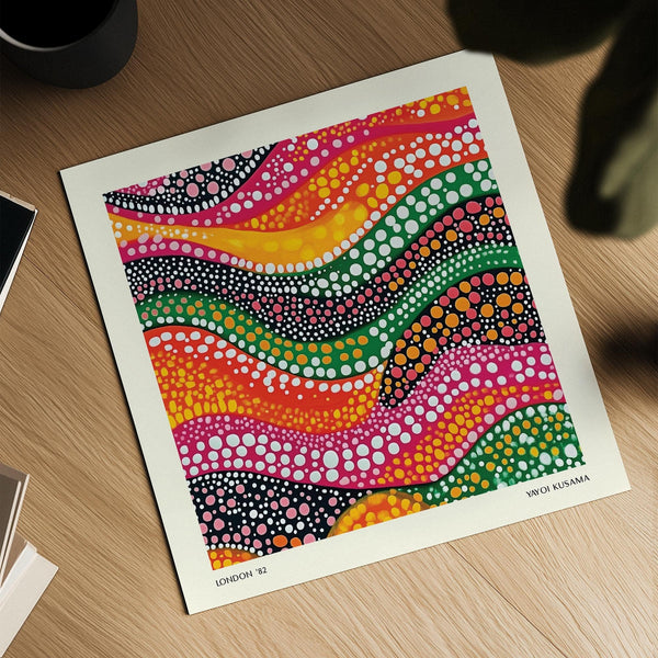 Bright abstract art colorful print for eclectic living room interiors