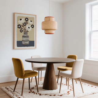 Scandinavian Flower Vase Wall Art featuring Beige and Gray for home wall art
