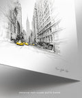 Square format New York City drawing urban sketch wall art
