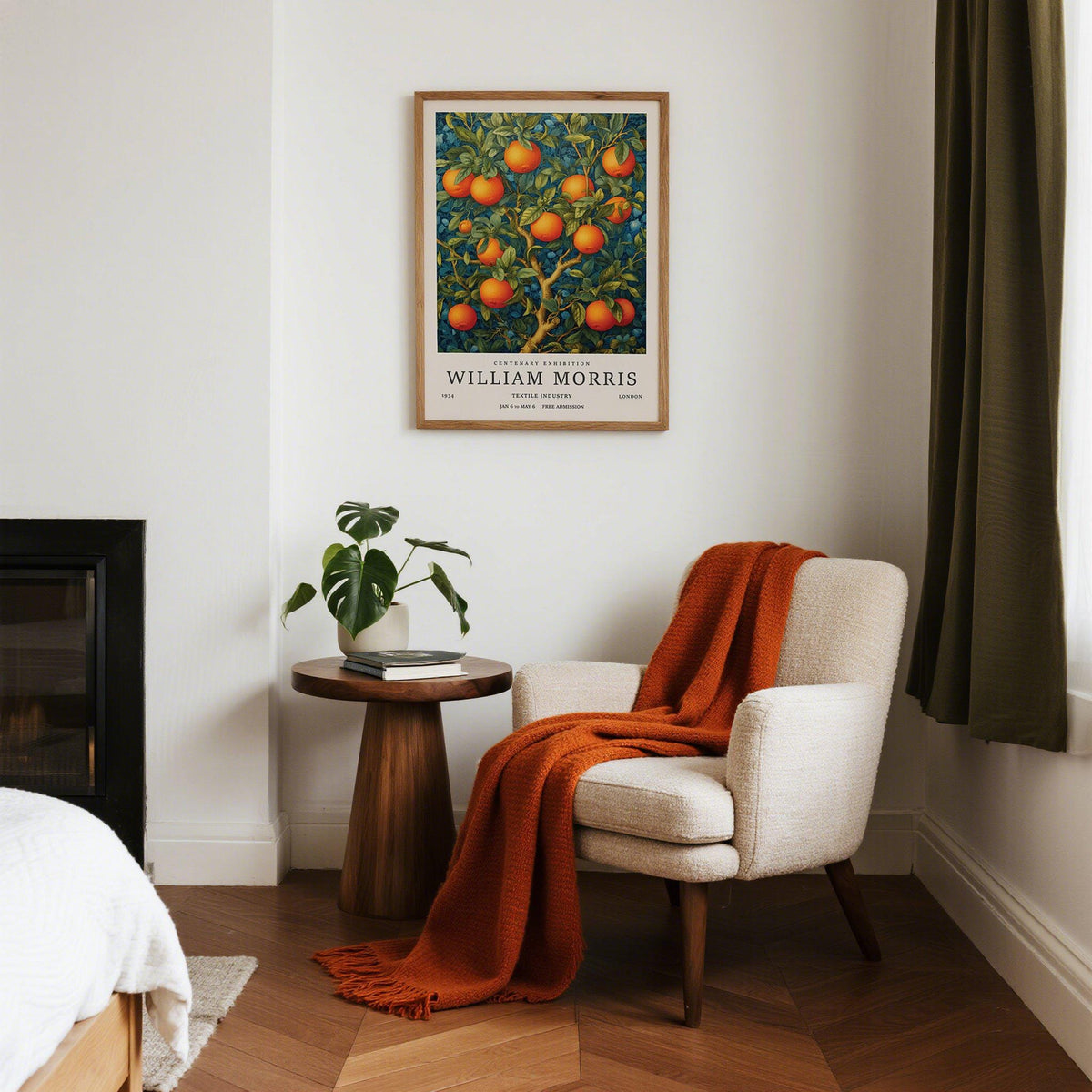 William Morris inspired Orange Tree Wall Art for kitchen or dining decor.