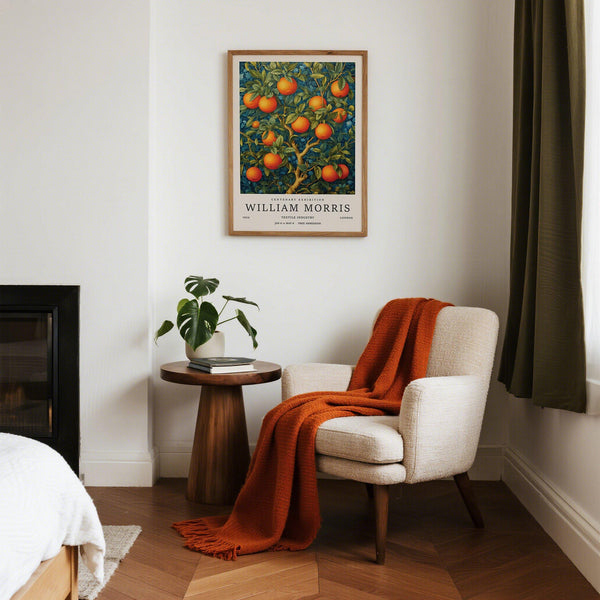 William Morris inspired Orange Tree Wall Art for kitchen or dining decor.