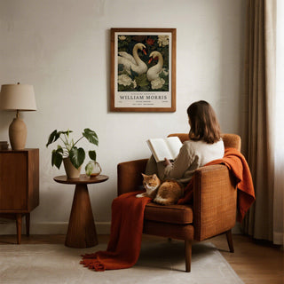 Classic Swan Wall Art featuring delicate linework and heritage-style colors.