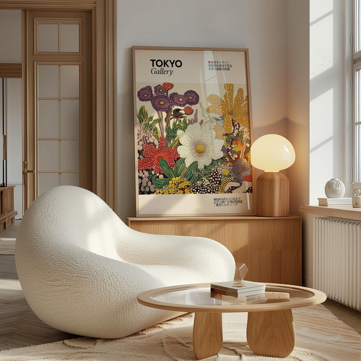 Botanical Japanese flower painting with avant-garde elements