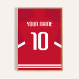 Custom Football Shirt – Red with Bold White 10 — wooden-frame main image