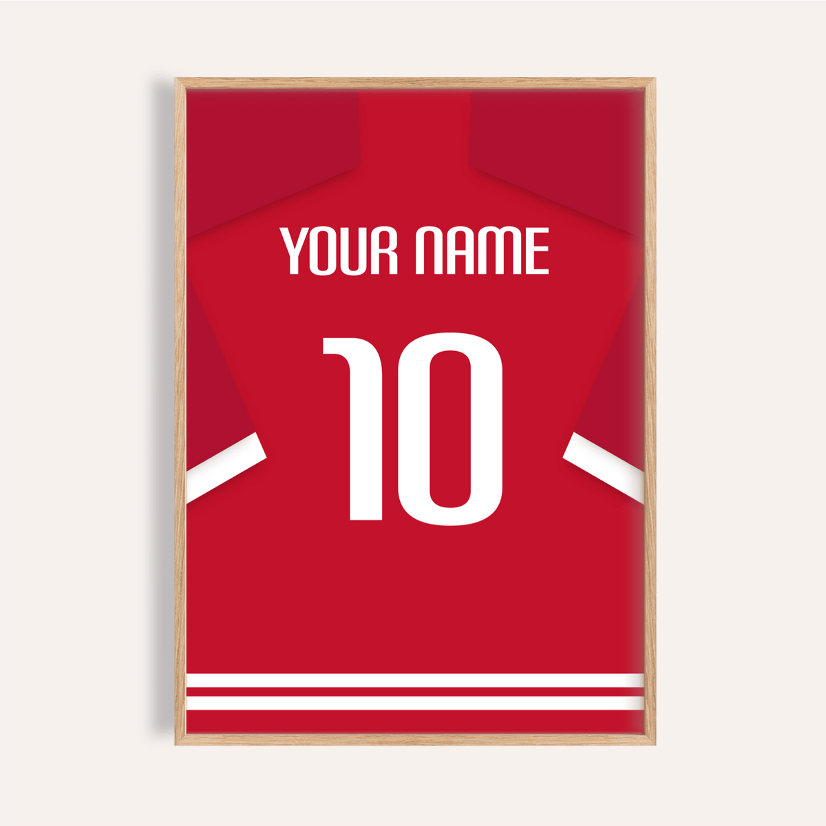 Football Shirt Poster in Red with Bold White 10
