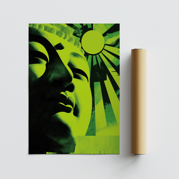 Calming Modern Buddha Print art print for bedroom in green
