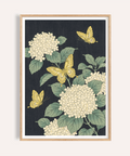 Vintage Butterfly Poster for living room, Black and Beige wall art print