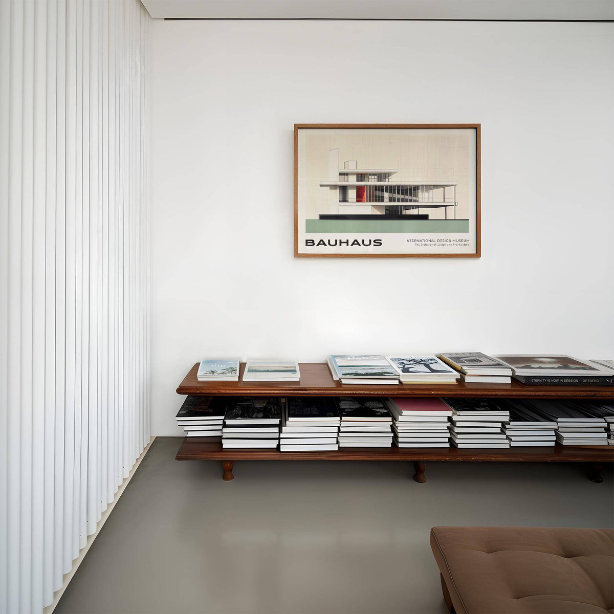Bauhaus blueprint featuring technical architectural drawings