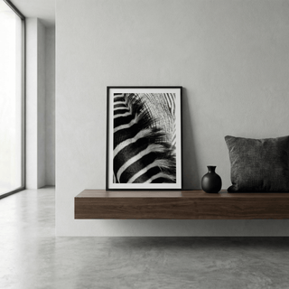 Macro zebra stripes print poster highlighting fine fur