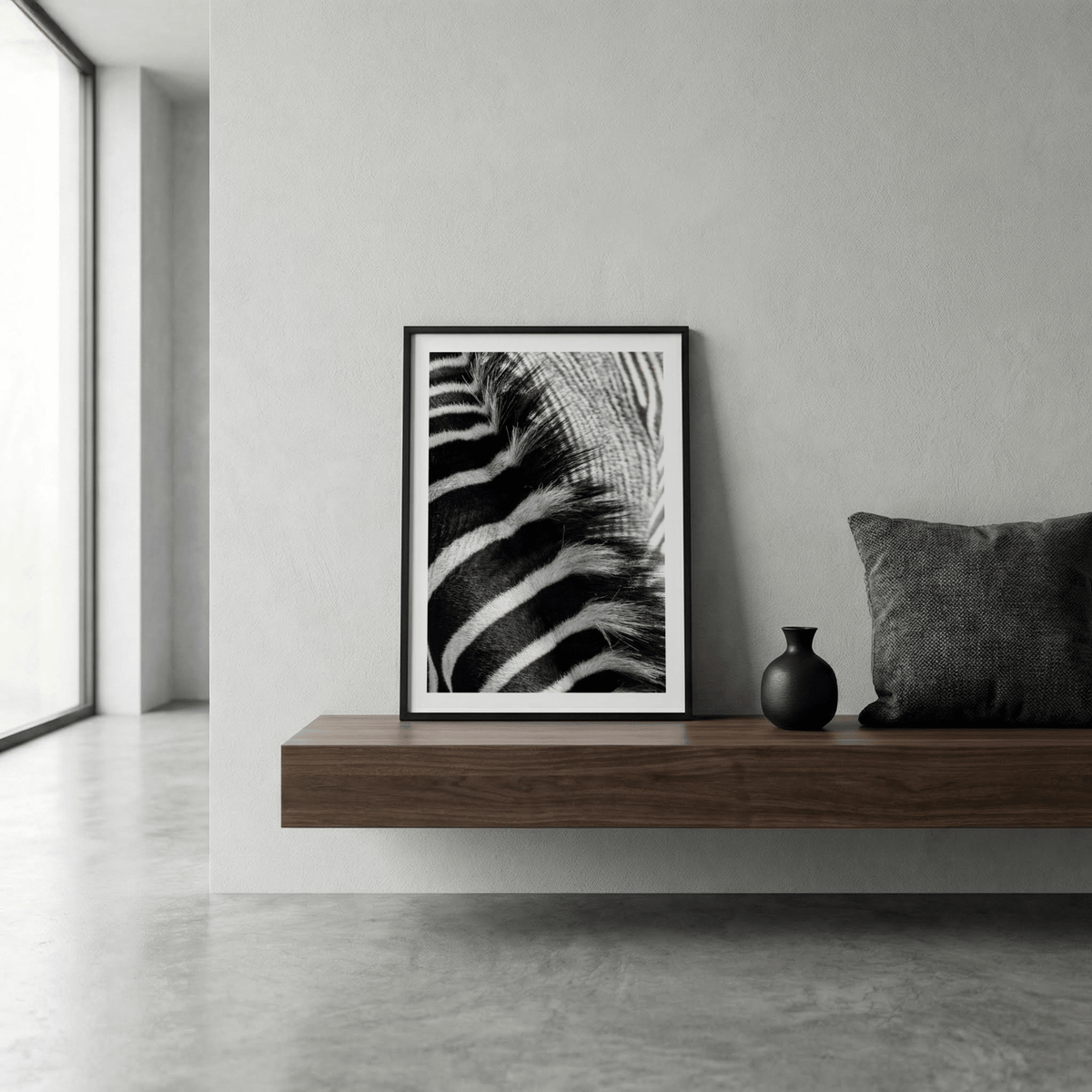 Macro zebra stripes print poster highlighting fine fur