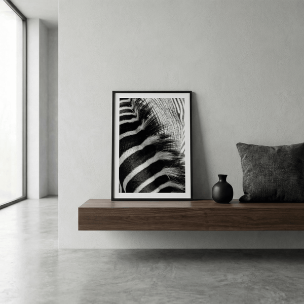 Macro zebra stripes print poster highlighting fine fur