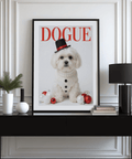 Red and white Christmas Shih Tzu Poster, perfect as kitchen wall art