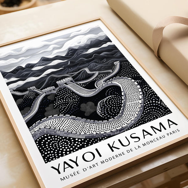 Modern Chinese wall art with black-and-white aesthetic