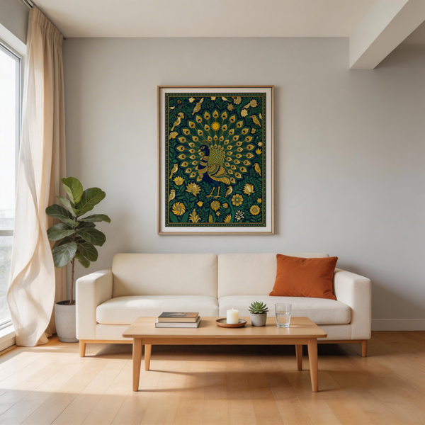 Rich botanical wall poster with layered flowers and symmetrical design