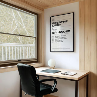 Serenity-centered Zen Quotes Breath art print with clean design.