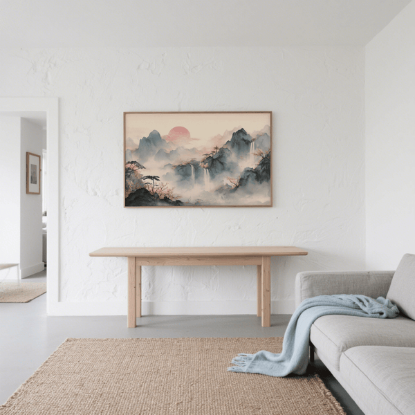 Abstract wall art, Tiger Mountain Wall Art, Pink Beige tones for lounge