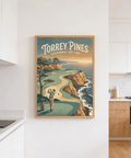 Torrey Pines Golf Wall Art print with bold title text and layered horizon