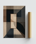 Geometric Wabisabi Art Print using black, gray, and beige for bedroom wall art