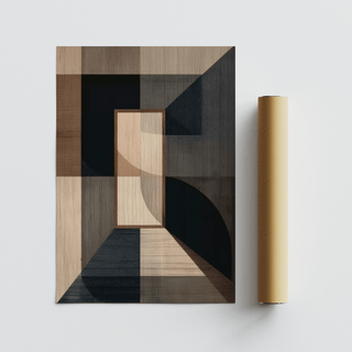 Geometric Wabisabi Art Print using black, gray, and beige for bedroom wall art