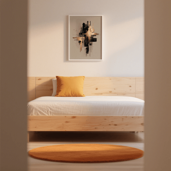 Vibrant Black and Gold Poster with Yellow, Beige, Black hues for dining room decor