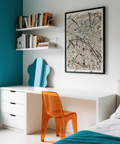 Neighborhood label detail on Paris map wall art print with Le Marais and Notre Dame