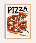 Pizza Art Print with vivid red and orange for kitchen wall art