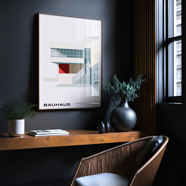 Gridded glass panels and angles in neutral-toned architecture posters.