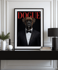 Stylish Dogue Boxer Poster wall art for dining room in Black and White