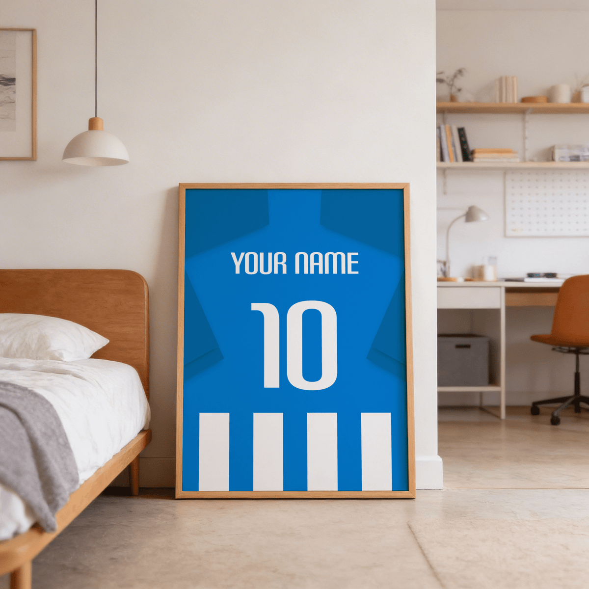 Minimalist jersey-back layout on Deportivo Alaves Football Shirt Poster in Blue and White