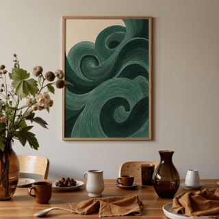 Serene Modern Green Wall Art in beige and green for creative studio wall art