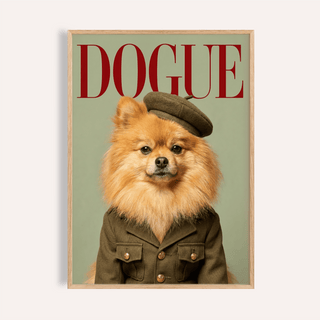 Pomeranian Soldier Art in green and gold for living room wall art