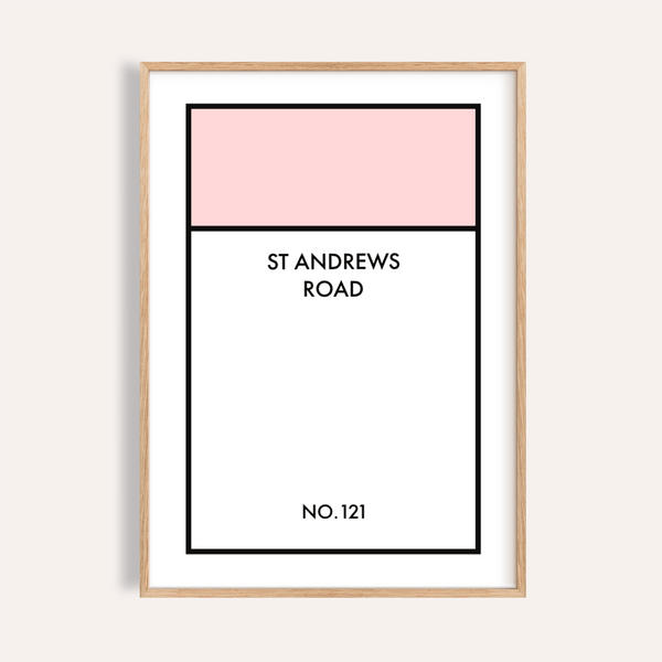 Street Name Family Personal print in Multicolored and White for hallway decor